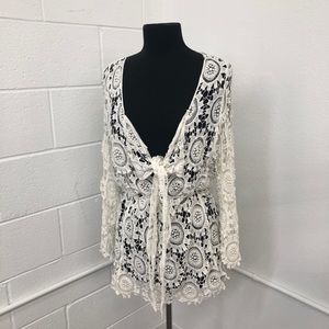 White Crochet cover up